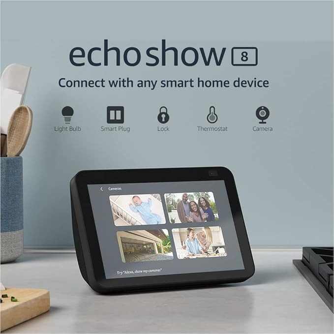 Echo Show 8 (2nd Gen, 2021 release) | HD smart display with Alexa and 13 MP camera | Charcoal | Amazon (US)