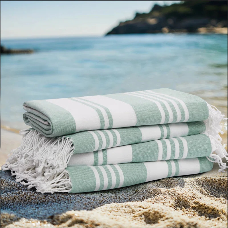 Oceanfront Resort Salty Stripe Beach Towel Set (Set of 4) | Wayfair North America