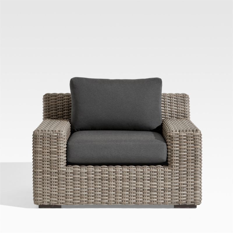 Abaco Resin Wicker Outdoor Lounge Chair with Charcoal Sunbrella Cushion + Reviews | Crate & Barre... | Crate & Barrel