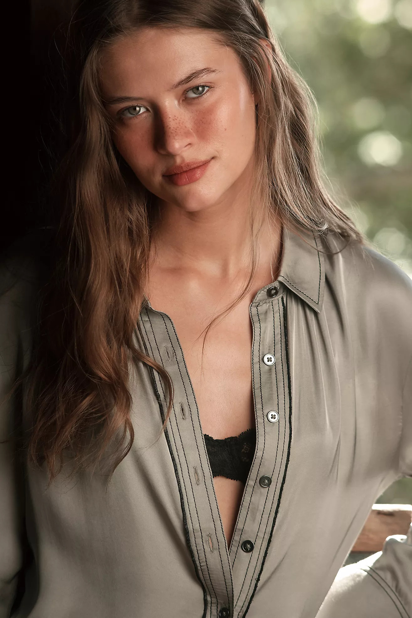 Pilcro Longline Silky Buttondown Shirt | Anthropologie (US)