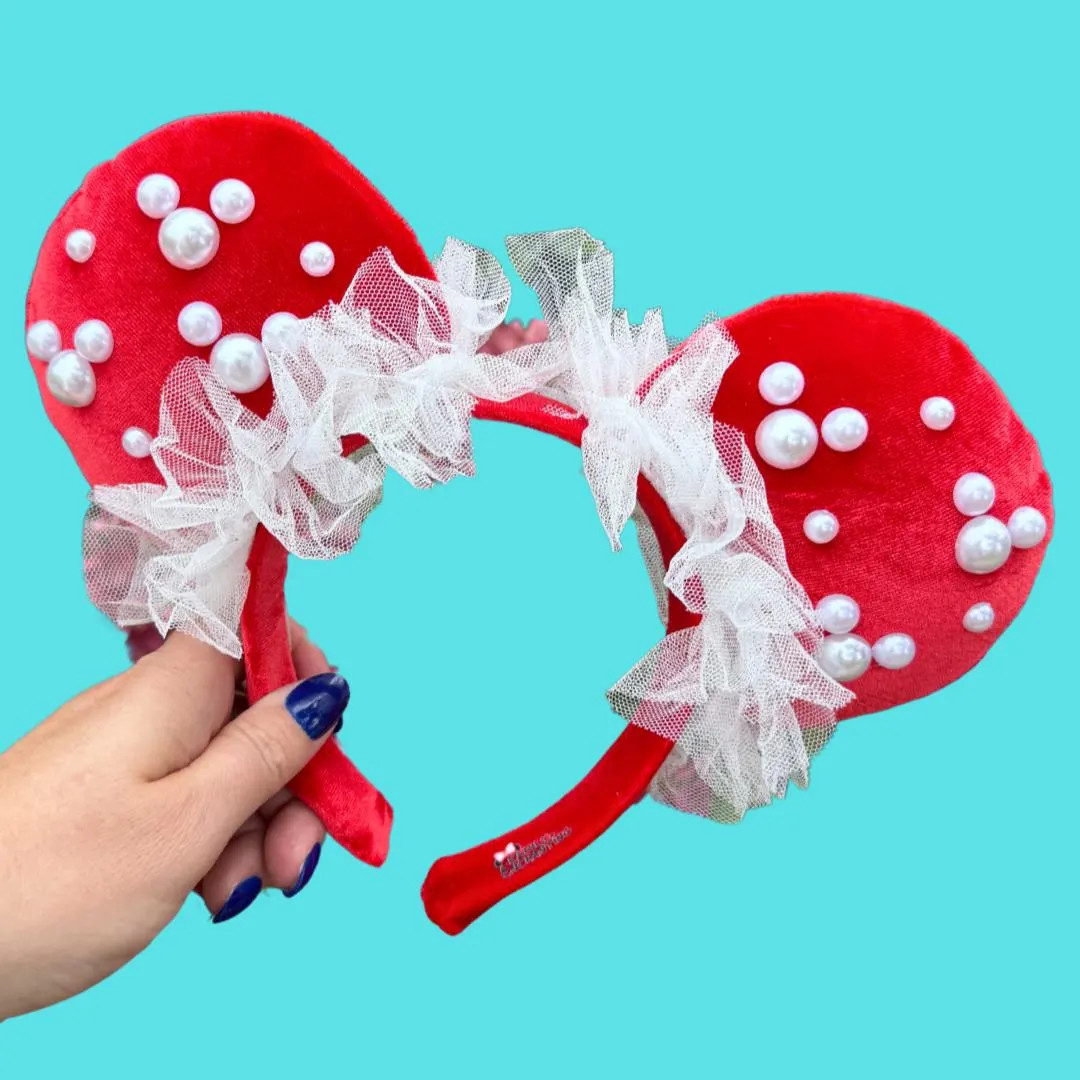 Red Pixie Pearl Ears, Mouse Ears for Adults and Kids, Red and White Ears, Christmas Ears, Charact... | Etsy (US)