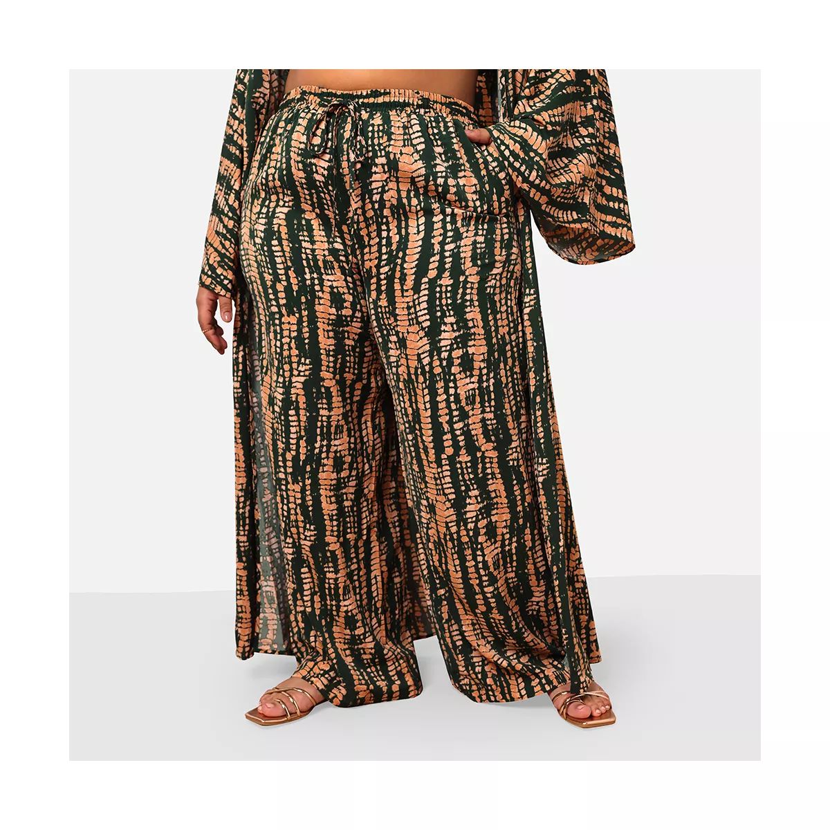 Rebdolls Women's Kadijah Abstract Print Drawstring Wide Leg Pants W. Pockets | Target