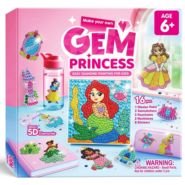 Joyfy 16 Piece Princess Gem Arts & Crafts Kit ,5D Gem Painting Activity Set for Kids, Perfect Chr... | Walmart (US)