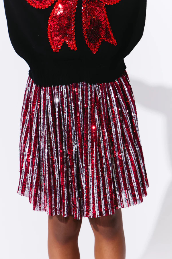 Candy Cane Sequin Striped Skirt | Lola + The Boys