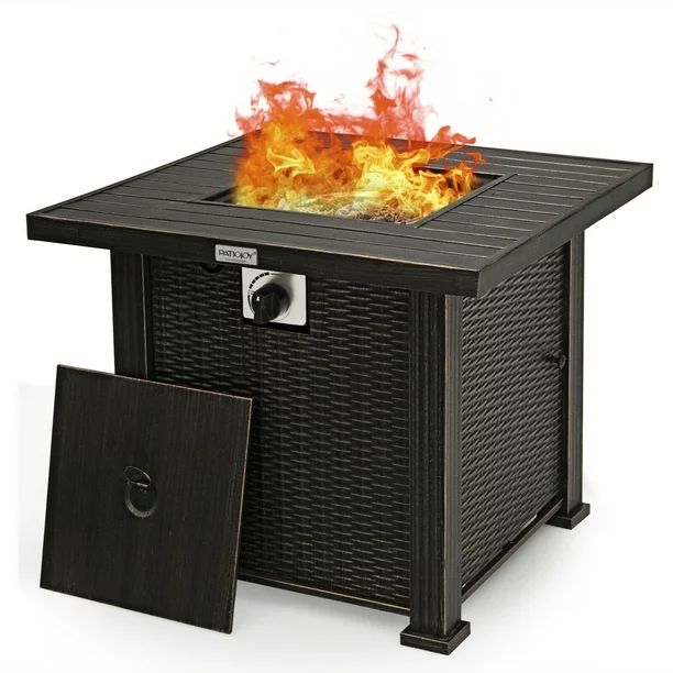 Gymax 30" Gas Fire Pit Table 50,000 BTU Square Propane Fire Pit Table W/ Cover | Walmart (US)