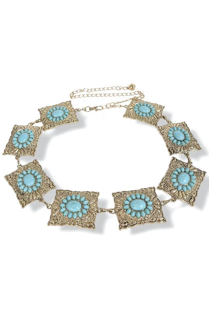 Cherishing You Gold and Turquoise Chain Belt | The Willow Tree