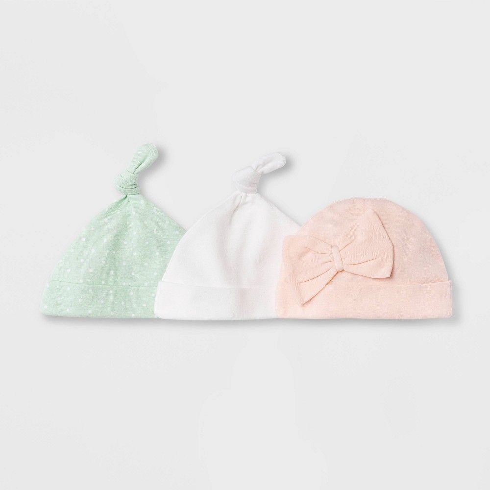 Baby Girls' 3pk Basic Hat - Cloud Island Pink Newborn | Target