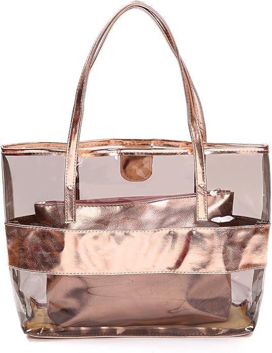 Barabum Classy Waterprof Clear Tote Beach Shoulder Crossbody Bag | Amazon (US)