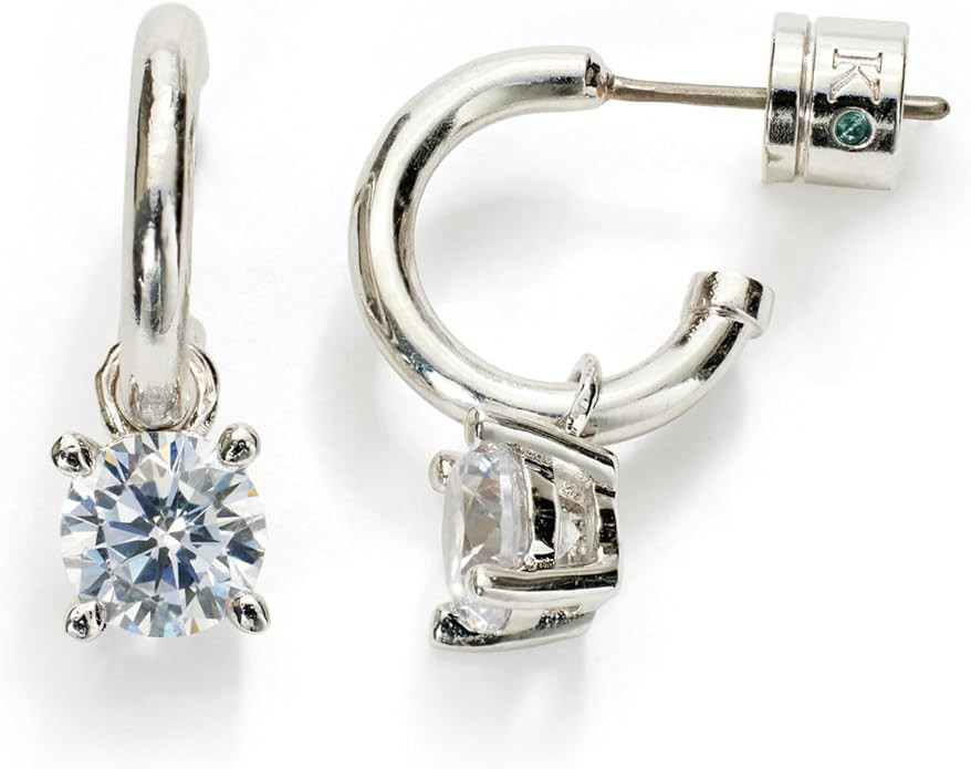 Kleinfeld Womens Bridal Special Occasion Cubic Zirconia Round Drop Huggie Hoop Earrings | Amazon (US)