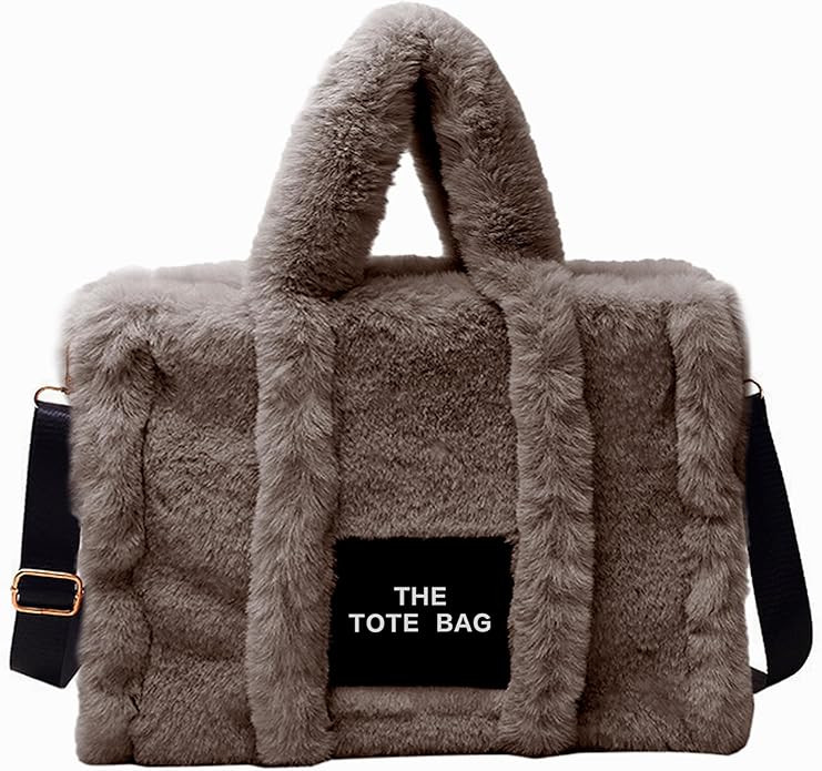 The Tote Bags for Women Travel Handbag Canvas Fluffy Shoulder Bag with Zipper Crossbody Purse for... | Amazon (US)