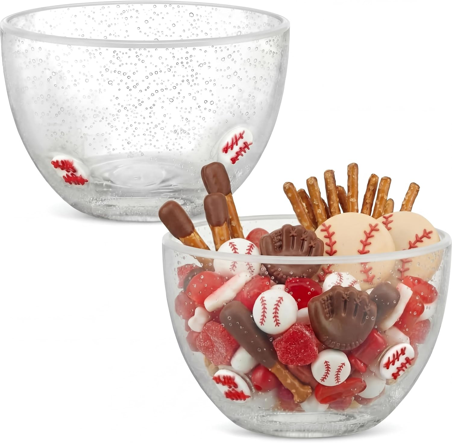 Potchen 2 Pcs Baseball Glass Snack Bowls, 14oz Clear Candy Serving Dishes | Amazon (US)