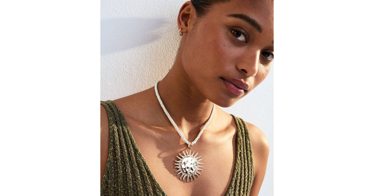 Cream Sun Pendant Rope Necklace | New Look | New Look (UK)