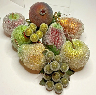 Vintage Glass Sugar Beaded Faux Fruit Decor 10 Pieces Apple Pear Pomegranate Etc | eBay US