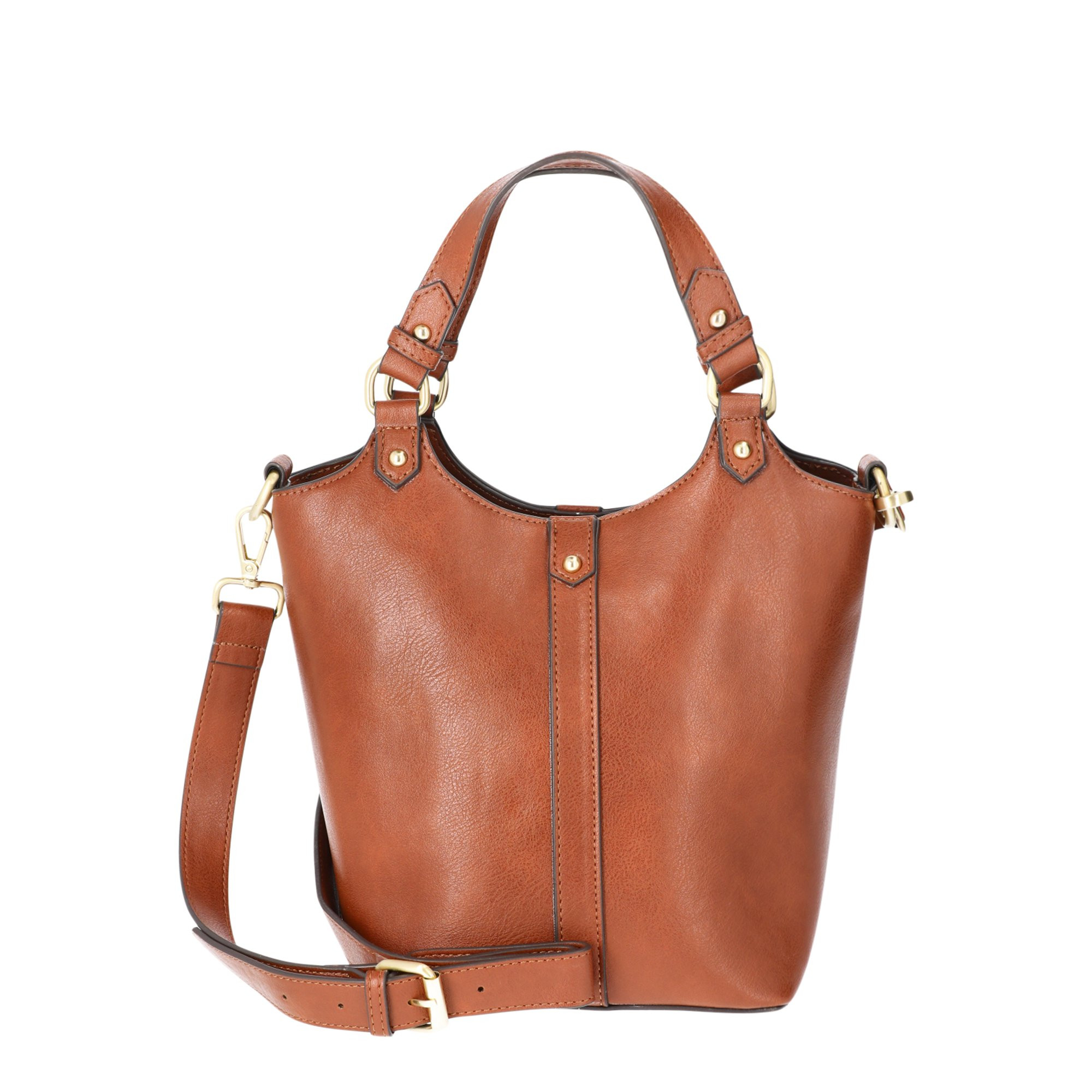 Time and Tru Women's Juniper Bucket Bag, Cognac/Faux Leather | Walmart (US)