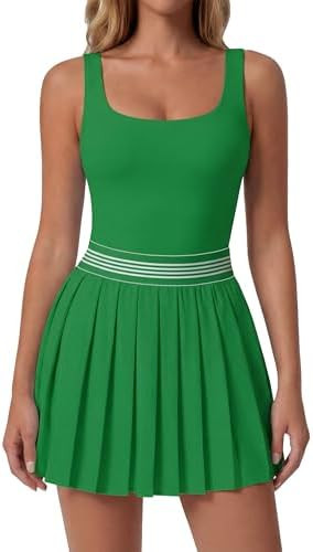 BMJL Womens Tennis Dress Pleated Sleeveless Built in Shorts Golf Athletic Color Block Dress Pocke... | Amazon (US)