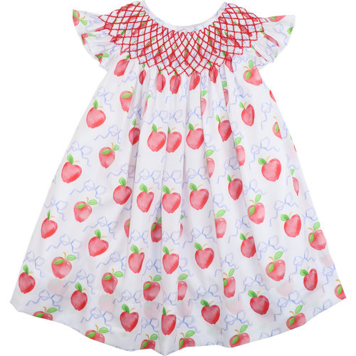 Apple And Bow Smocked Dress | Cecil and Lou