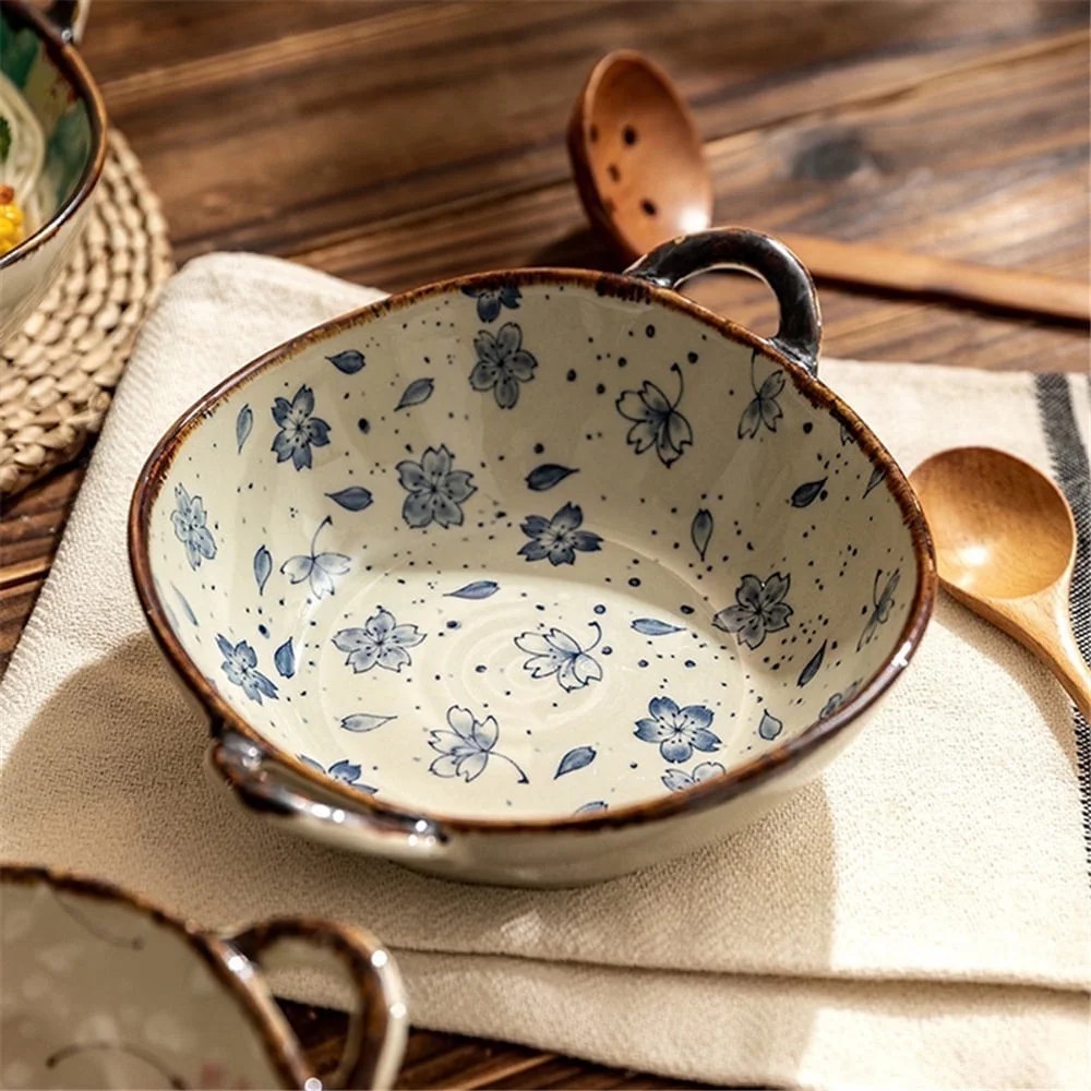 Salad Bowl 7.5inch Ceramic Serving Bowls Christmas Ramen Noodle Gift Soup Bowls With Handles Japa... | Walmart (US)