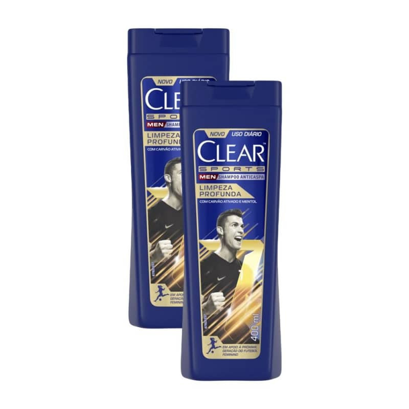 Kit 2 Shampoos Clear Men Sports Limpeza Profunda 400ml | Beleza Na Web (BR)