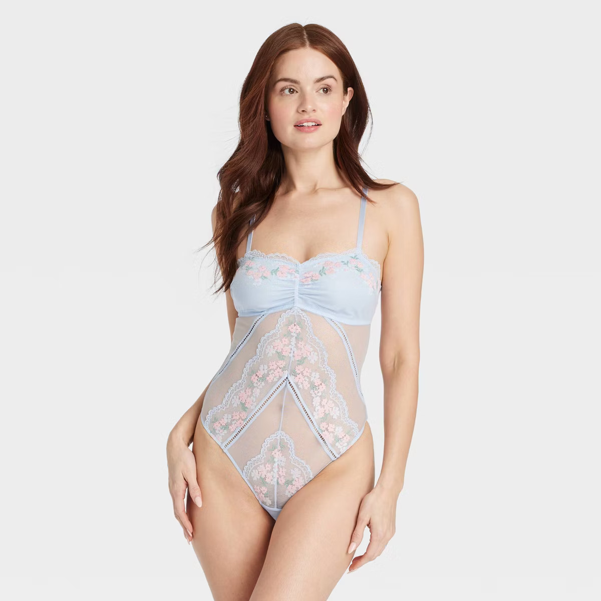 Women's Unlined Garden Party Lingerie Bodysuit - Auden™ Light Blue | Target
