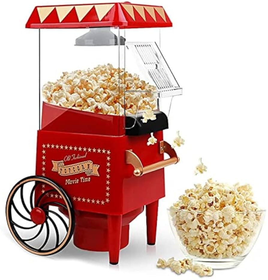 Popcorn Cart, Hot Air Popcorn Machine Vintage Tabletop Electric Popcorn Popper, Healthy and Quick... | Amazon (US)