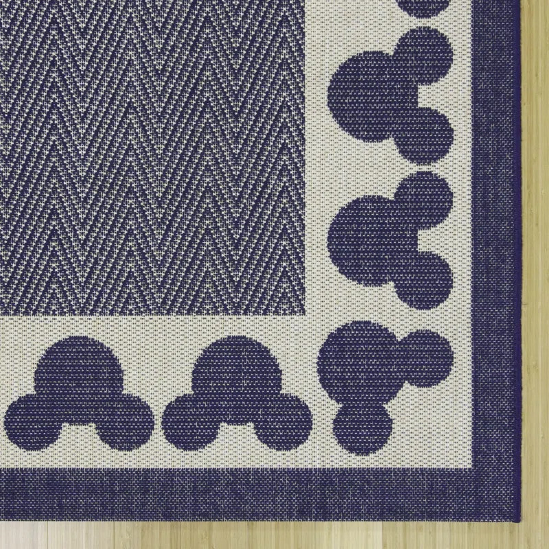 Licensed Disney Mickey Mouse Navy Blue/Beige Border Indoor/Outdoor Area Rug | Wayfair North America