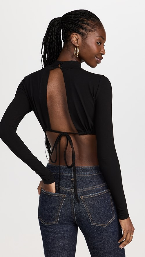 Something Navy Turtleneck Cut Out Bodysuit | SHOPBOP | Shopbop