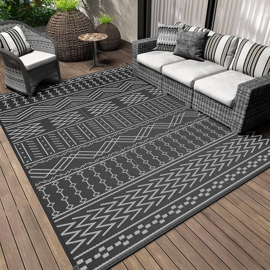 Outdoor Rug Carpet Waterproof 8x10 ft Patio Rug Mat Indoor Outdoor Area Rug for RV Camping Picnic... | Amazon (US)
