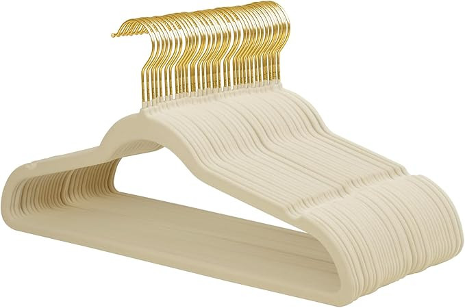 ManGotree Velvet Coat Hangers with 360° Swivel Gold Hook, Non-Slip Felt Suit Hangers, Slim Space... | Amazon (US)