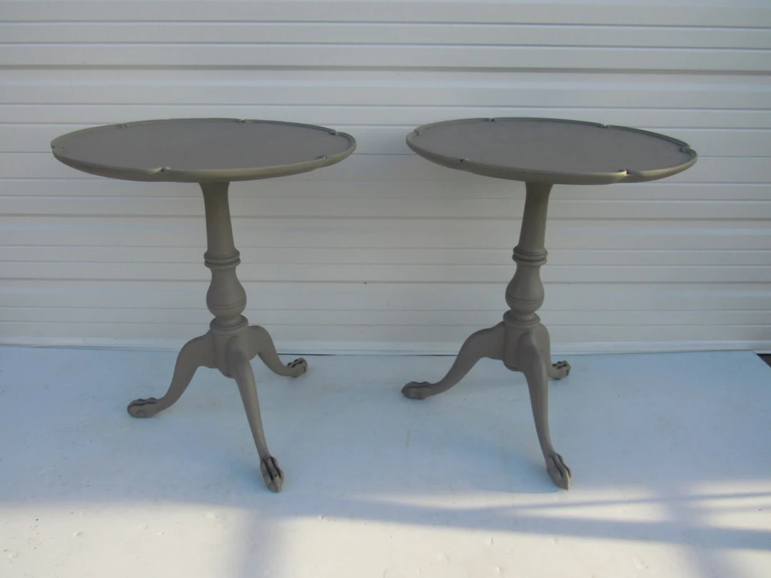 Pair English Clawfoot Tables  Paris Apartment Tables Painted Side Tables Cottage Tables Piecrust ... | Etsy (US)