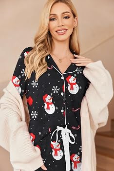 Ekouaer Women's Pajamas Long Sleeve Sleepwear Casual Button Down Loungewear Soft Pjs Set S-XXL | Amazon (US)
