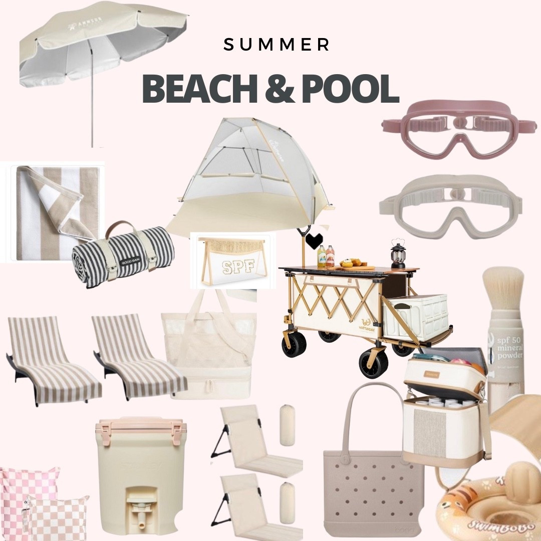 Beach & Pool Gear That Works & Is Pretty
Organized Beach Travel & Pool Days
Beach Tent
Beach Umbrella Snaps On
Bogg Bag Beige
Sunscreen Applicator
Cooler
Wet Bags
Beach Bags with Cooler
Beach Wagon
Pool Chair Covers
Baby Pool Float
Sand Proof Blanket

#LTKFindsUnder100 #LTKTravel #LTKBaby