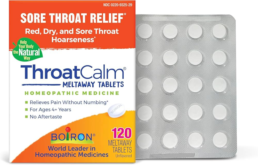 Boiron ThroatCalm Tablets for Relief of Sore Throat, Scratchy, Red or Dry Throat, and Hoarseness ... | Amazon (US)