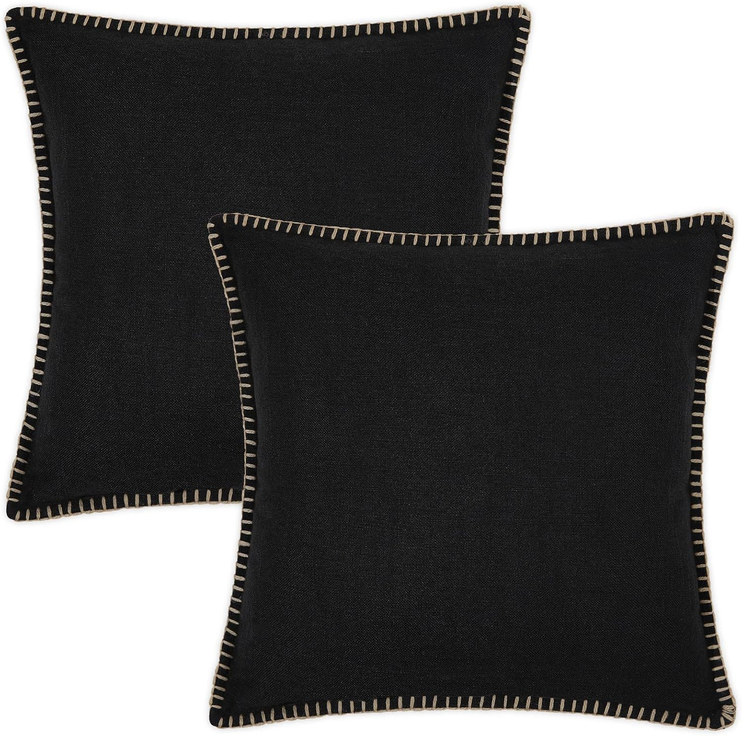 decorUhome Decorative Outdoor Throw Pillow Covers 20x20 Set of 2, Square Linen Farmhouse Pillow C... | Amazon (US)