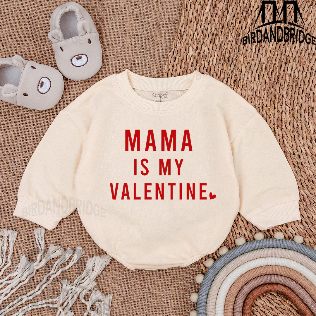 Mama's Valentine Baby Outfit Sweatshirt Bubble Romper Baby Boy Clothes Valentine for Baby Baby Ro... | Etsy (US)