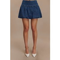 Genia Denim Bubble Mini Skirt - Dark Blue | MESHKI US