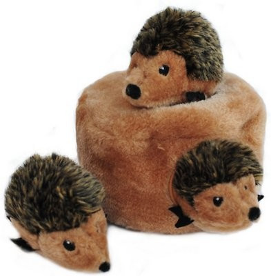 ZippyPaws Burrow Squeaky Hide and Seek Plush Dog Toy, Hedgehog Den, Puzzle Set | Chewy.com
