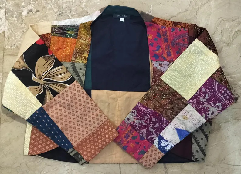 Upcycled Patchwork Shrug/Jacket: Sustainable Fashion, Gift for her, Patchwork shrug | Etsy (US)