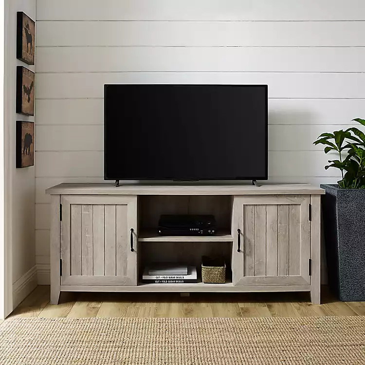 White Oak Grooved Door TV Stand | Kirkland's Home
