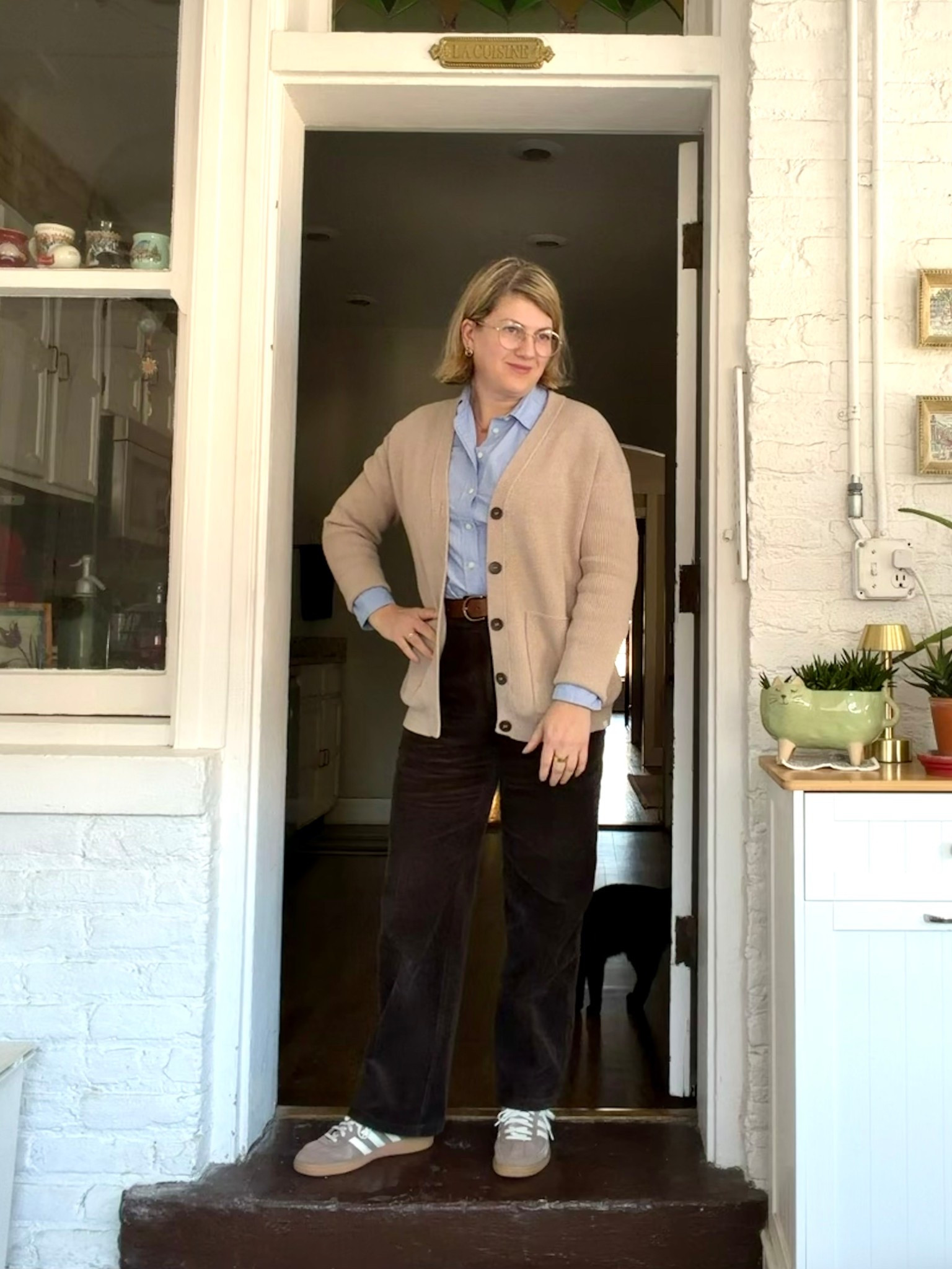 Monday, here we are again. 🤍 Pants are Comptoir des Cotonniers. Cardigan is Ministry of Supply. Close matches linked where possible. 

#LTKMidsize #LTKOver40 #LTKootd