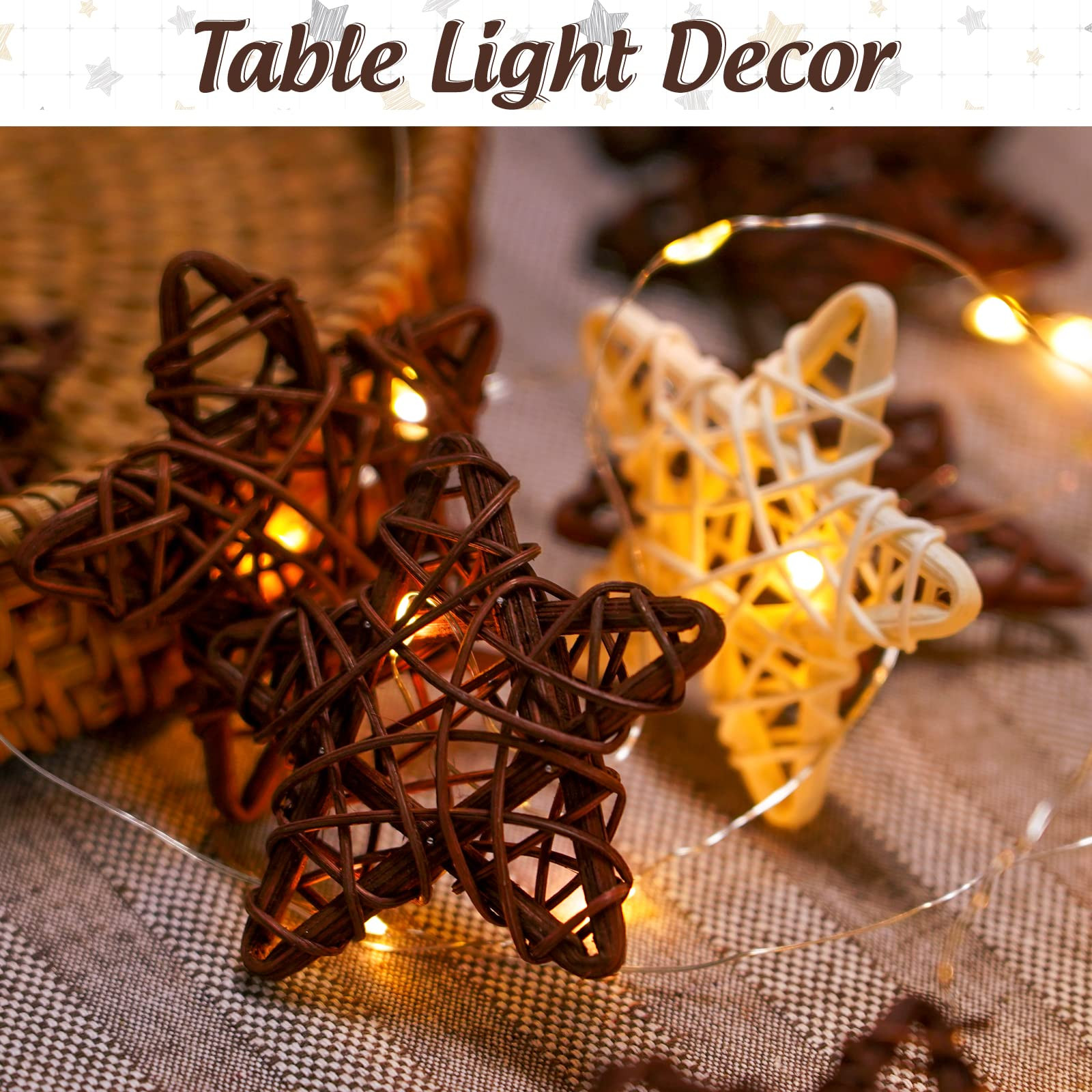 20 Pieces Natural Rattan Stars, 2.4 Inch Star Shaped Wicker Rattan Decorative Balls 3 Colors Hang... | Amazon (US)