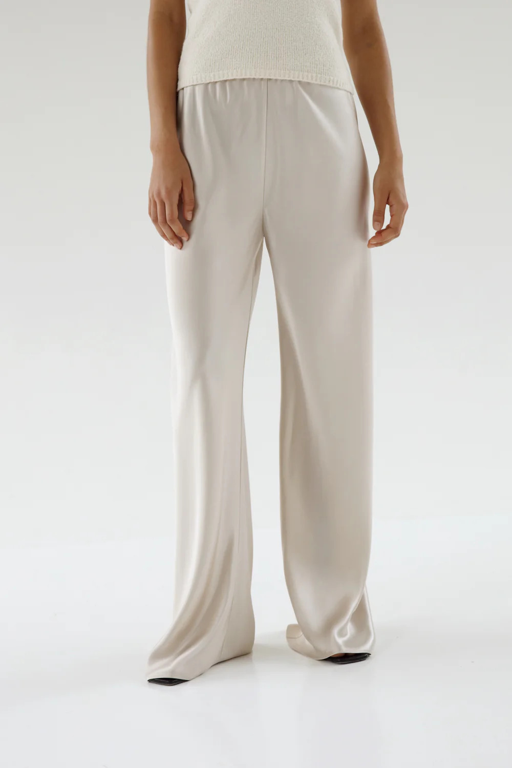Bias Satin Pants, pearl | Almada Label