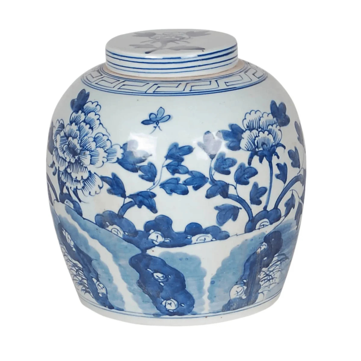 10" Round Porcelain Blue & White Floral Lidded Jar | The Well Appointed House, LLC