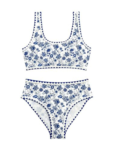 Amazon.com: BEAUDRM Women's 2 Piece Floral Print Bikini Set Y2K Tankini Set Boho High Waist Swims... | Amazon (US)