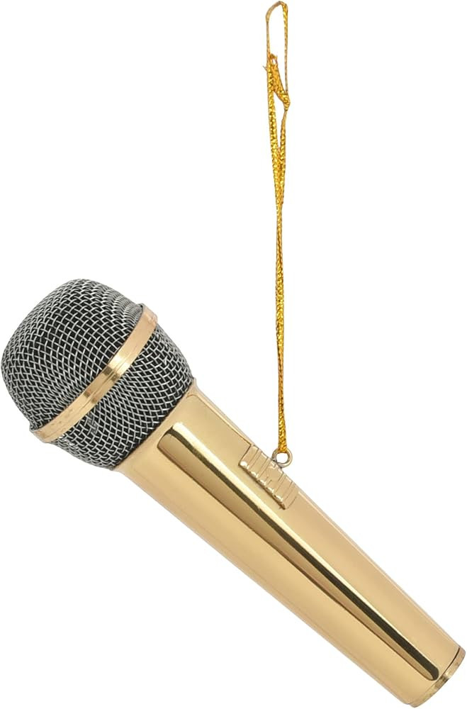 Broadway Gifts Co Polished Gold Tone Microphone - 3" Brass Hanging Ornament - Microphone Ornament... | Amazon (US)
