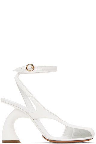 White Leather Heeled Sandals | SSENSE