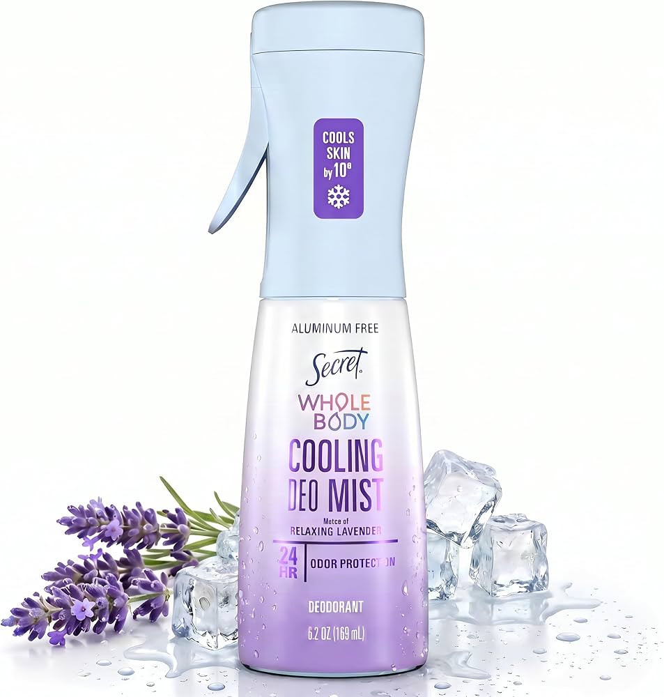 Secret Cooling Aluminum Free Whole Body Deodorant Mist for Women, 24hr Odor Protection, Instant C... | Amazon (US)