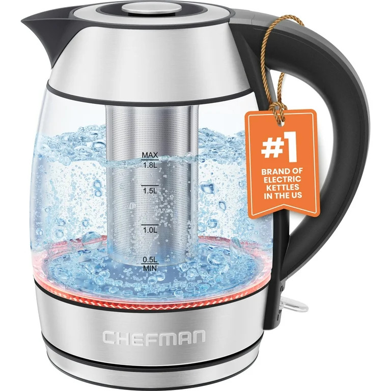 Chefman Rapid-Boil 1.8L Electric Tea Kettle w/ Keep Warm and Tea Infuser - Stainless Steel, New -... | Walmart (US)