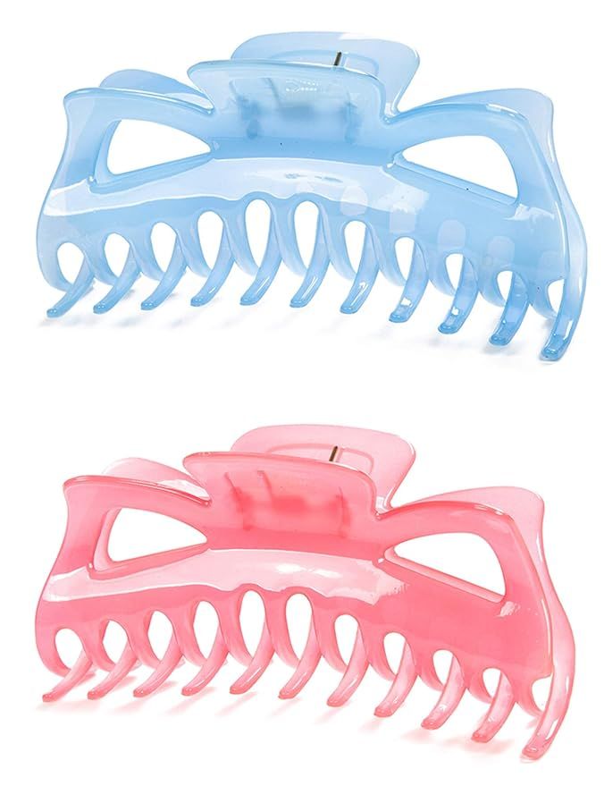 Prettyou 5.5 Inches Large Crystal Plastic Hair Claw Banana Clips for Women,pack of Two (Set-No.6) | Amazon (US)