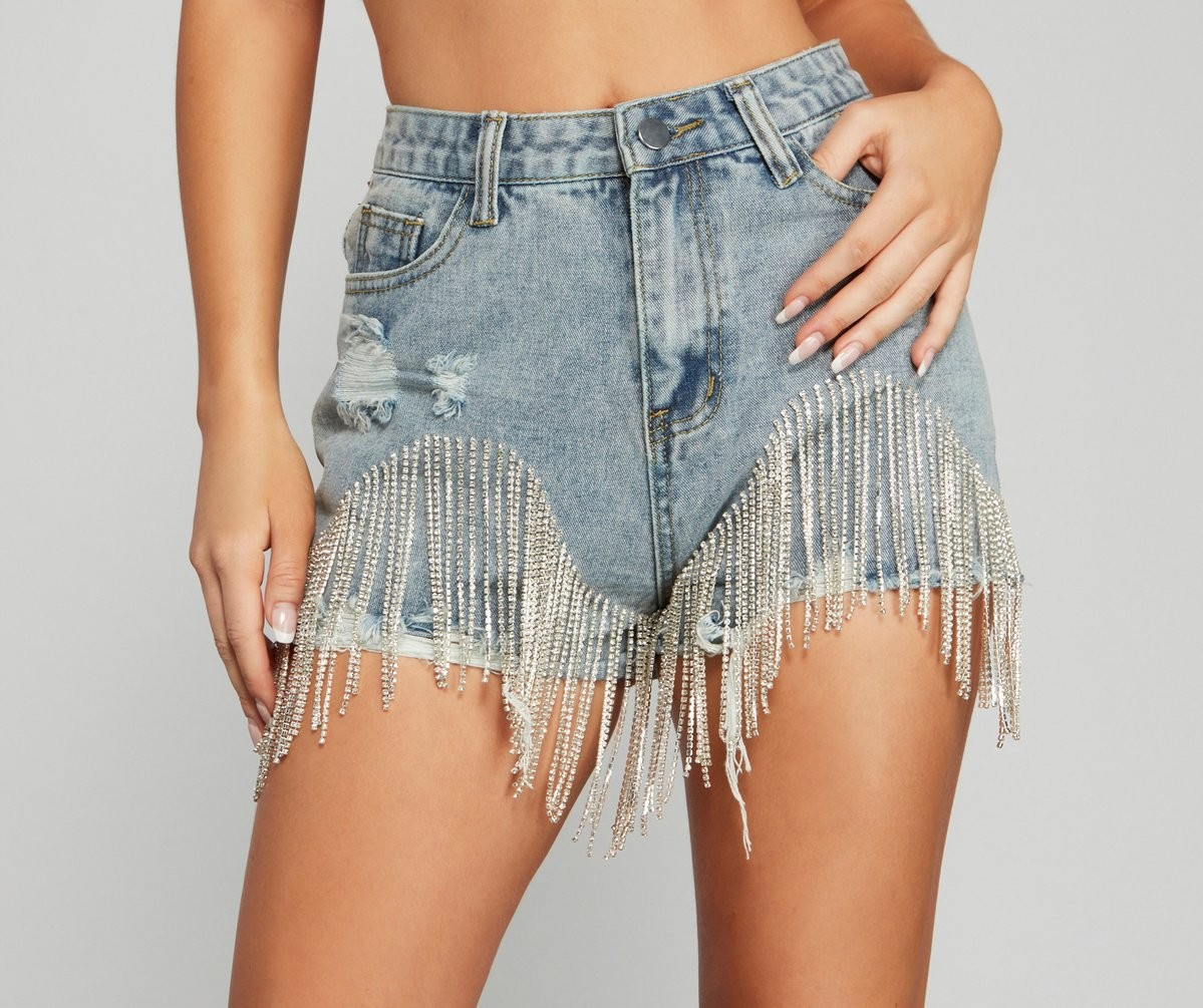 The Edge Of Fringe High Waist Denim Shorts | Windsor Stores