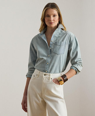 Women's Relaxed-Fit Long-Sleeve Shirt | Macy's